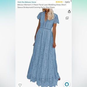 Long blue lace dress